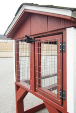 front door on rabbit hutch animal shelter constructed by Pine Creek Structures