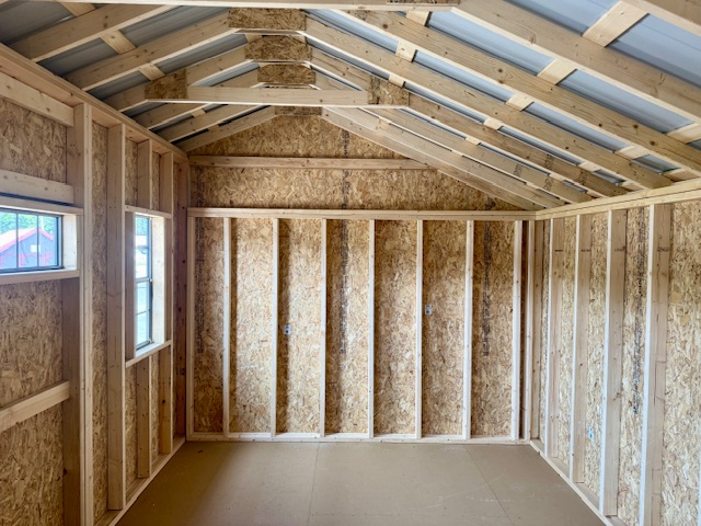 10 x 16 Cottage Style Shed - inside