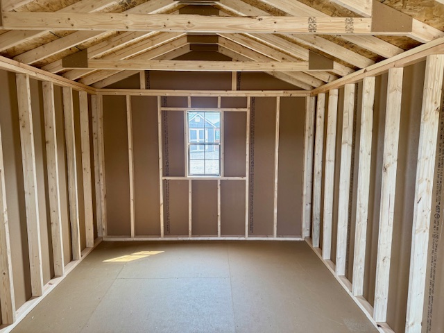 10 x 16 Peak Style Front Entry Shed - inside