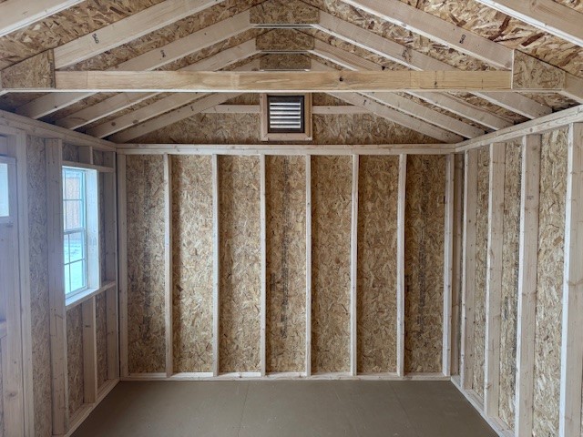 10 x 14 Peak Style Shed Side Entry - inside