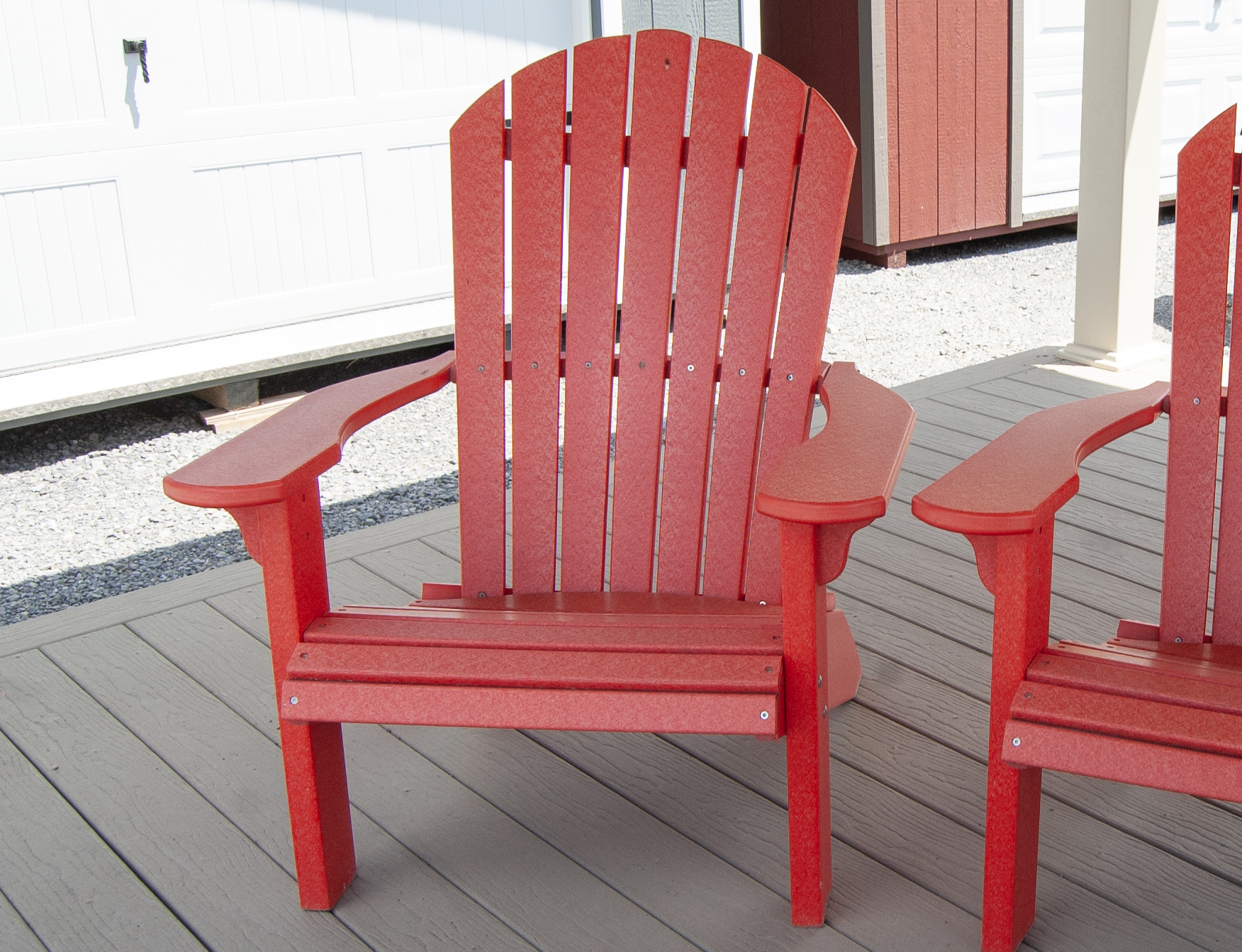 Bright Red Poly Lumber Adirondack Chair