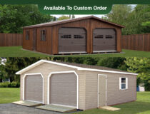 Two-Car Modular Garage Building Photo Collage with Vinyl siding and LP Smart Side Siding