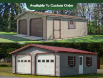 Two-Car Modular Garage Building Photo Collage with Shingle Roof or Metal Roofing