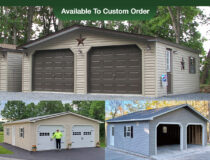 Custom Two-Car Modular Garage Building Photo Collage From Pine Creek Structures