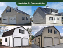 Custom Two-Car Two-Story Modular Garage Buildings Photo Collage From Pine Creek Structures