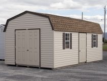 12x20 Dutch Barn Style Storage Shed with vinyl siding and extra doorway