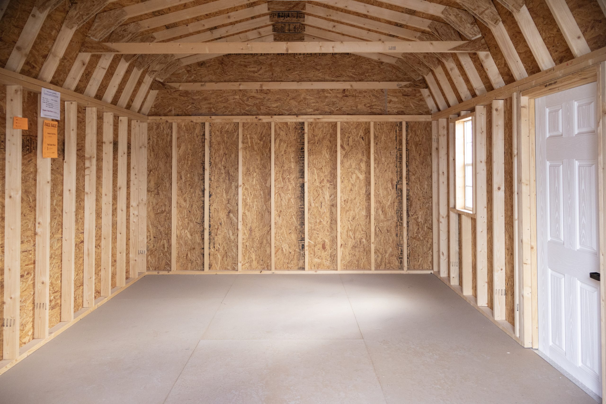 12x20 Dutch Barn Style Storage Shed Interior View