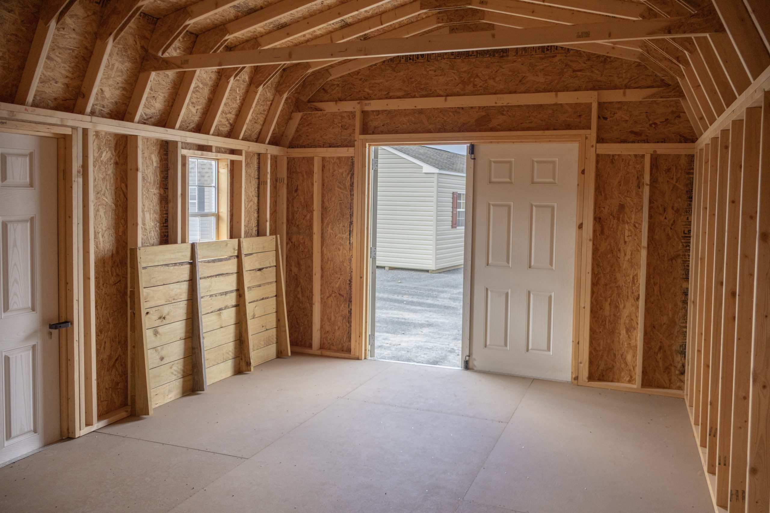 12x20 Dutch Barn Style Storage Shed Interior View