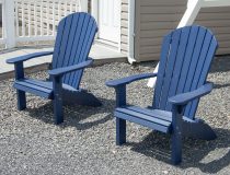 Set of Two Patriot Blue Poly Lumber Adirondack Chairs