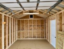 10 x 16 Front Entry Vinyl Peak Shed w/ Garage Door - inside