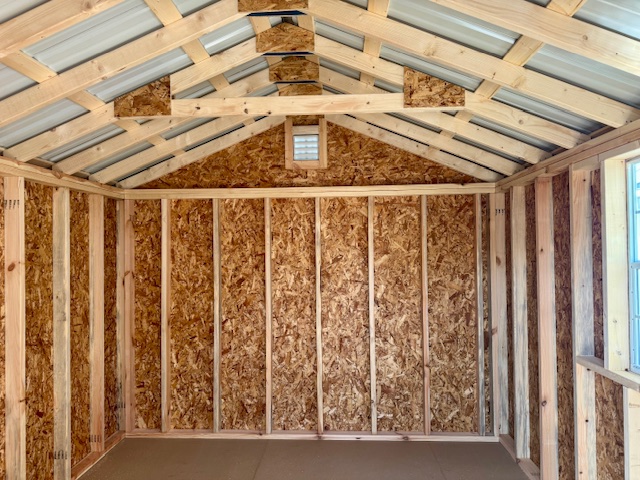 10 x 12 Peak Style Vinyl Shed Front Entry - inside