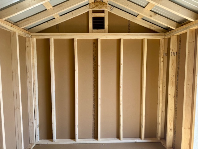8 x 10 Peak Style Shed Side Entry - inside
