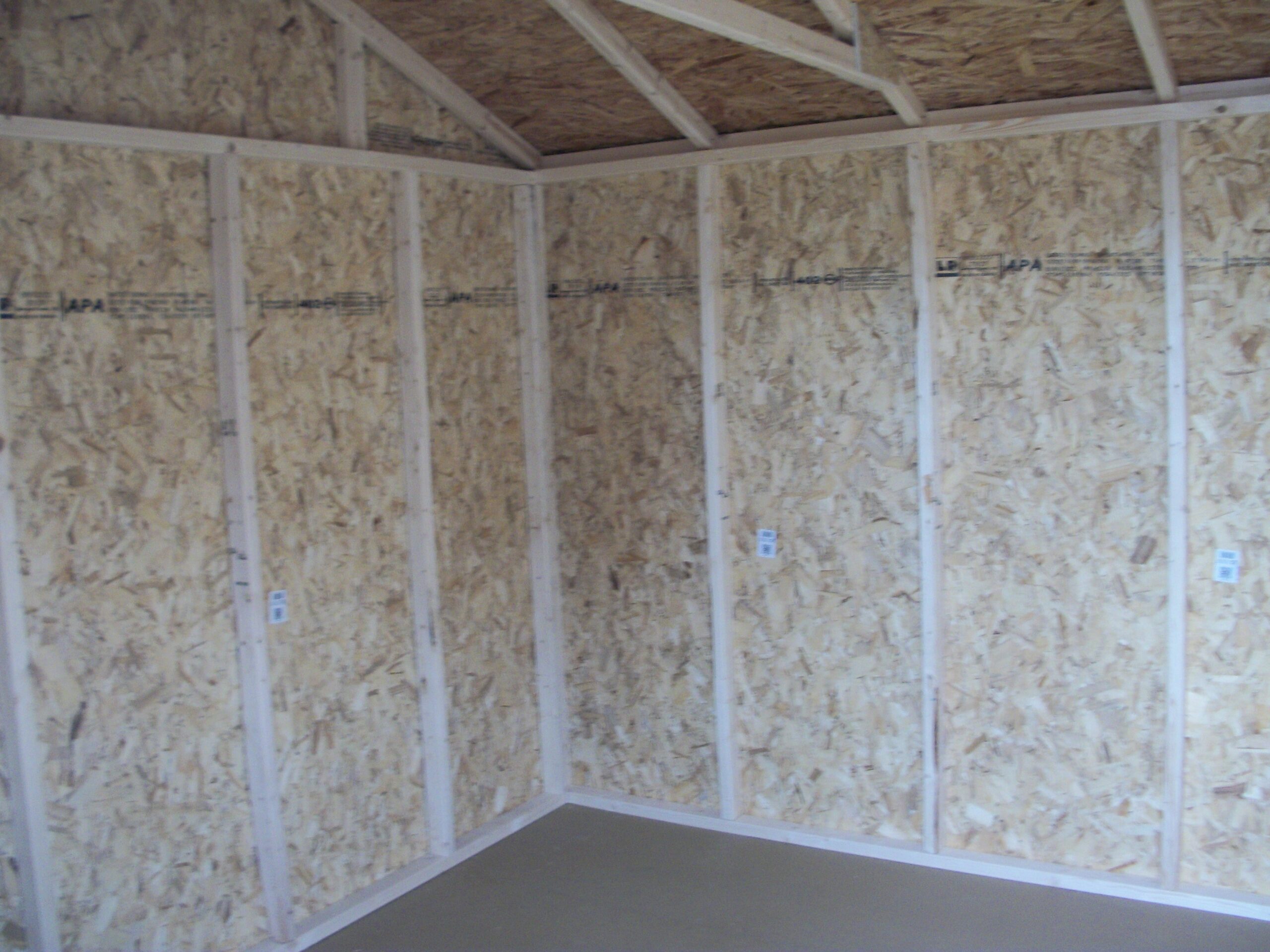 Inside of 10x12 peak side storage shed