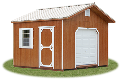 Custom peak storage shed built by Pine Creek Structures