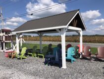 10x16 vinyl pavilion with 8x12 pitch metal roof
