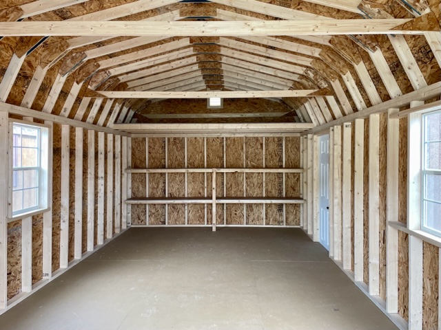 12 x 24 Vinyl Dutch Barn w/ Shelves & Loft