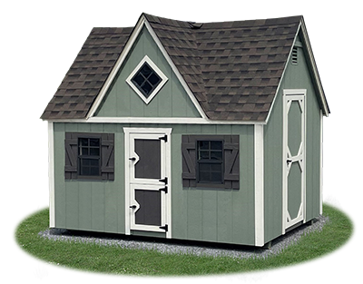 8x10 Victorian Playhouse PC GreenNavWhiteBronzeBarkwood no scal