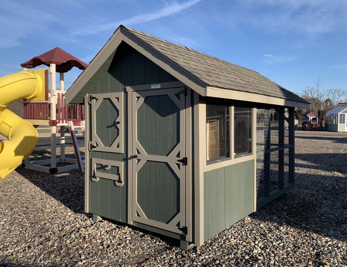3-foot entry door to chicken run with integrated smaller chicken access door.