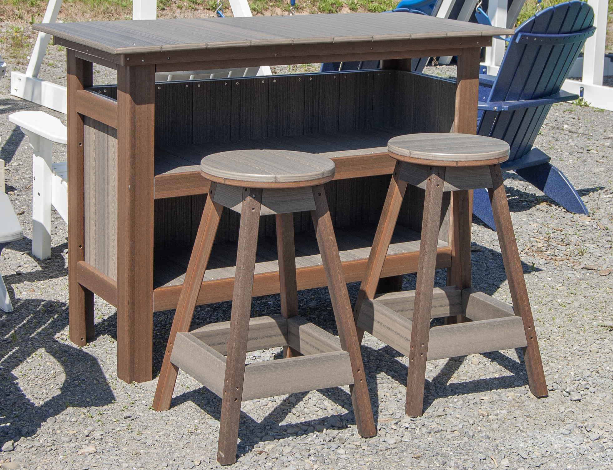 Poly Lumber Bar and Bar Stools available at Pine Creek Structures of Spring Glen