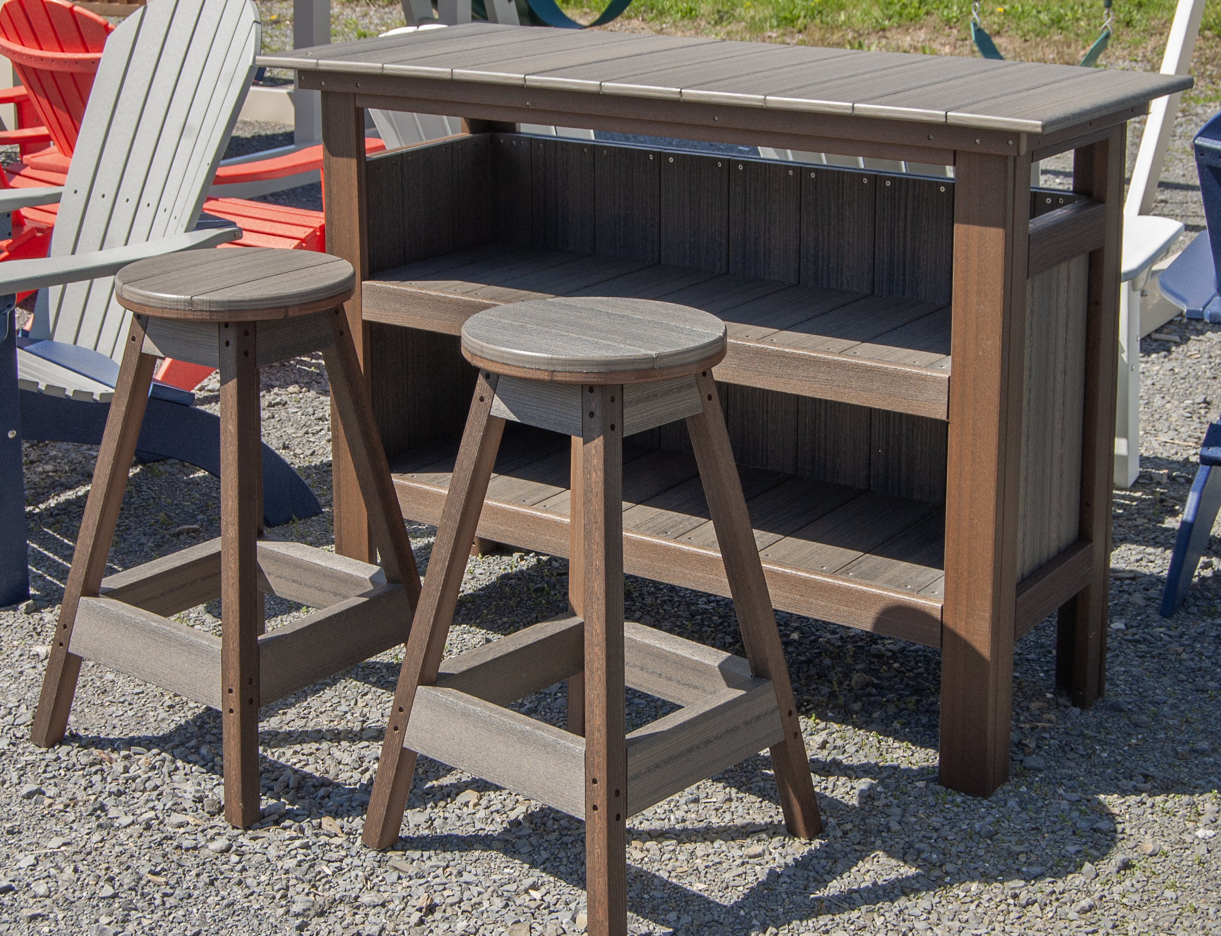Poly Lumber Bar and Bar Stools available at Pine Creek Structures of Spring Glen