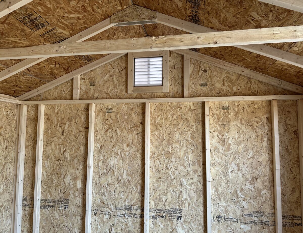 10x12 Madison Peak shed with coffee stain and brown standing seam metal roof in Berlin CT.