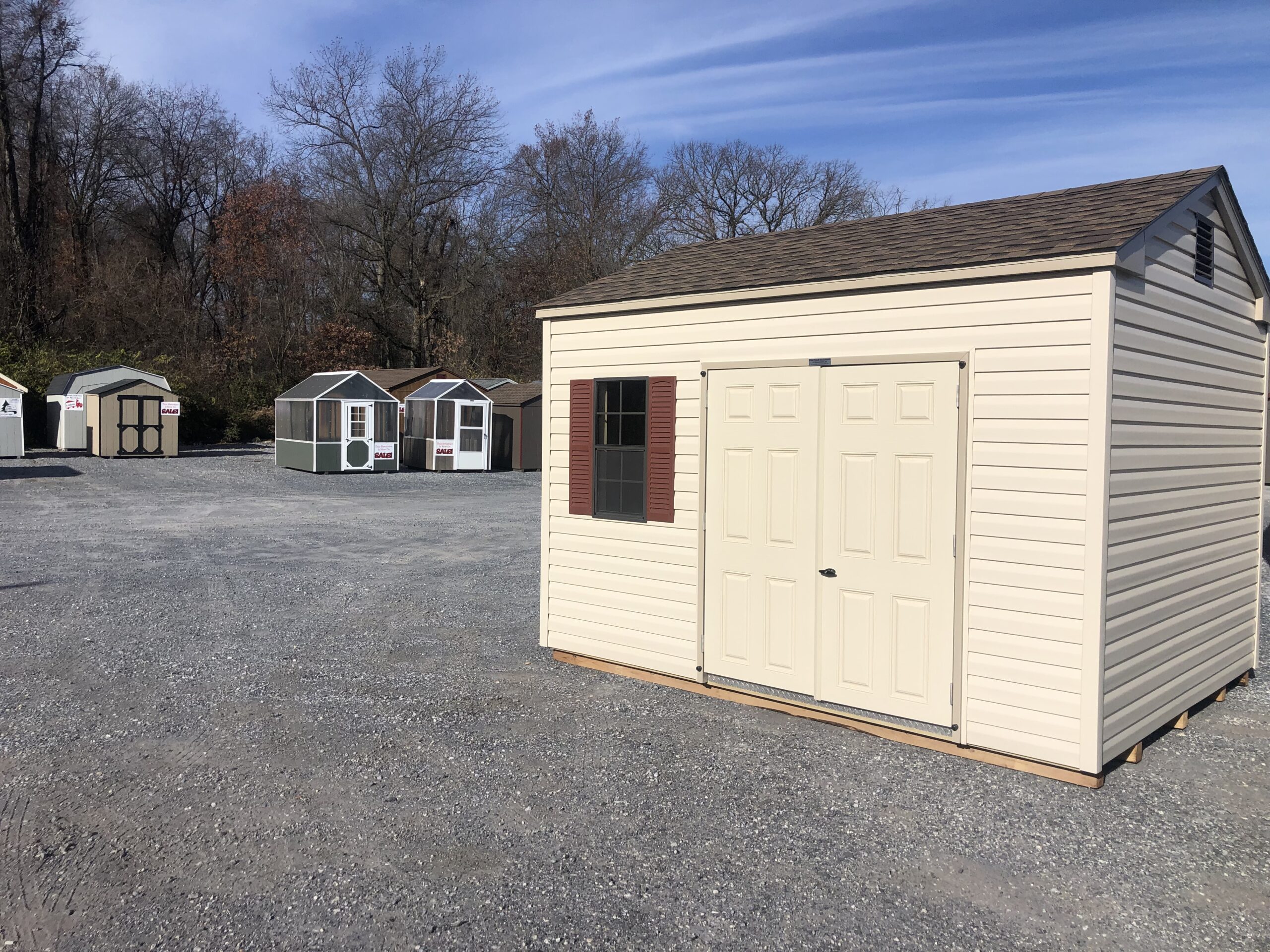 10x12 vinyl peak side storage shed
