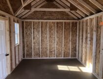 Inside of 10x14 vinyl Victorian storage shed
