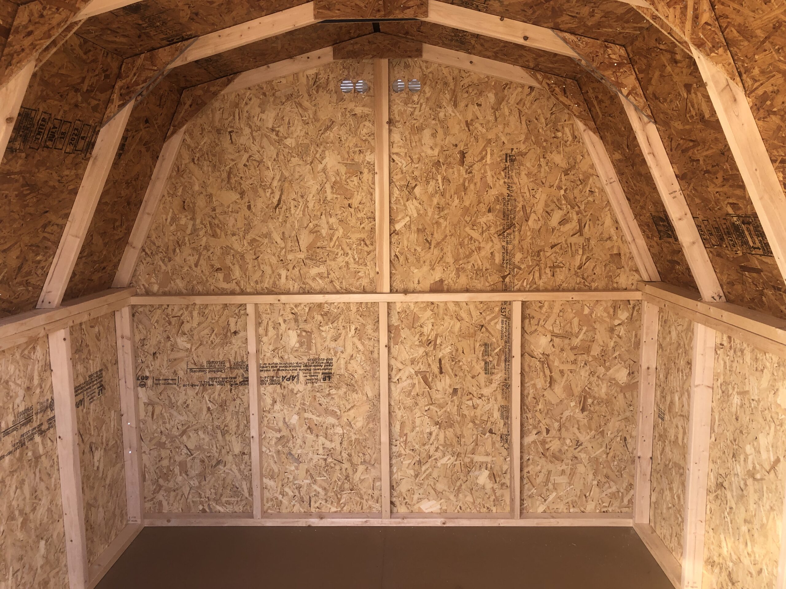 Inside of 8x8 wooden mini storage shed