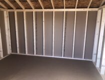 Inside of 10x12 wooden cottage storage shed