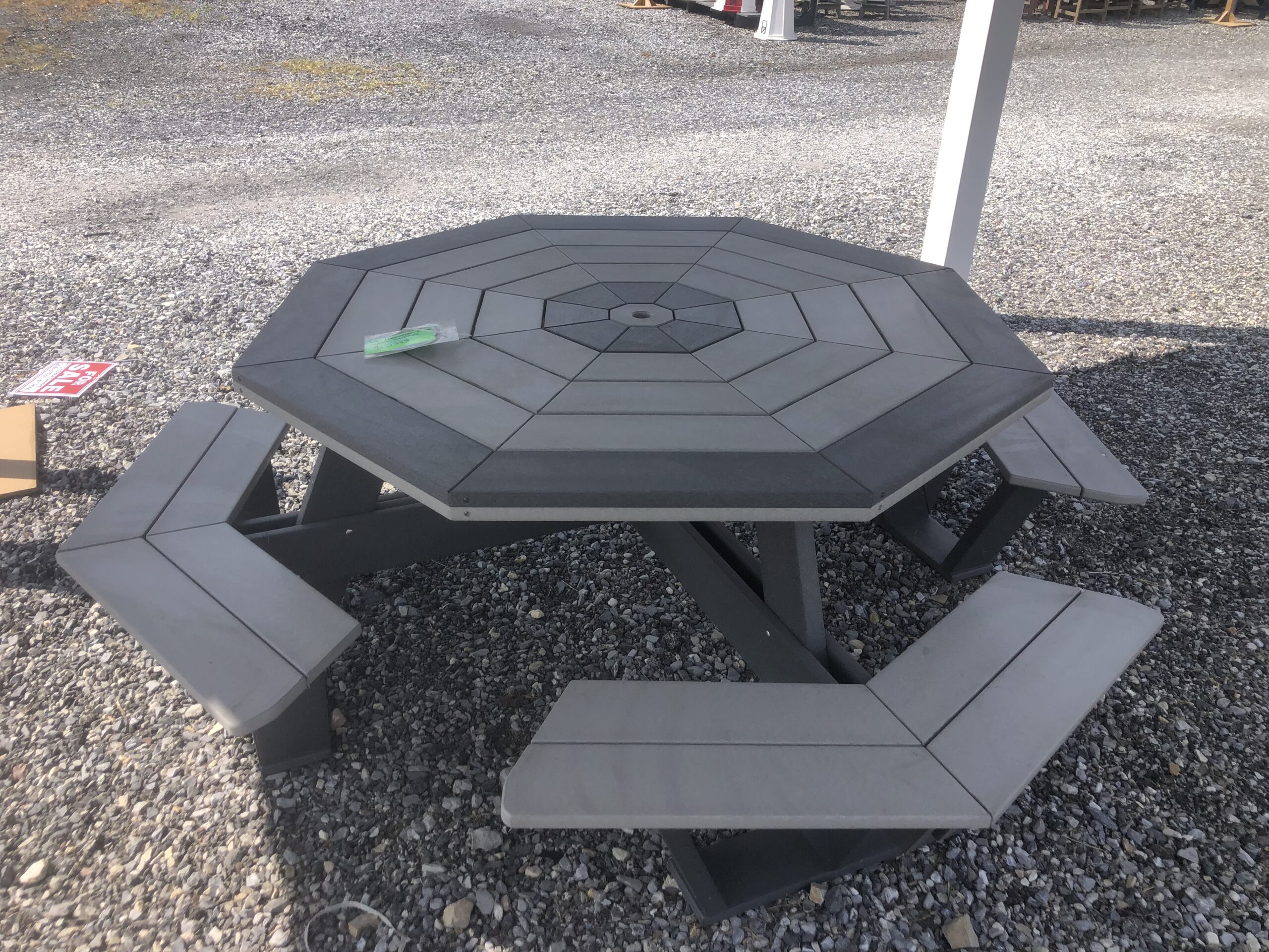 Poly Octagon table with benches attached