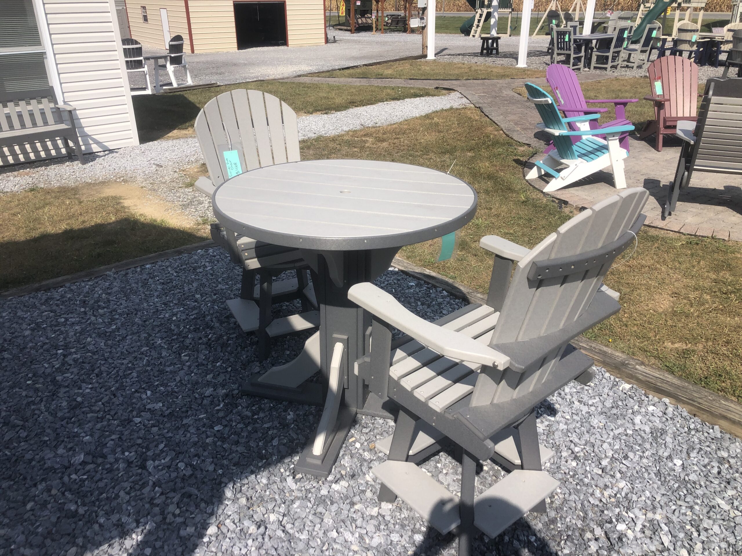 40" poly round pub table with chairs