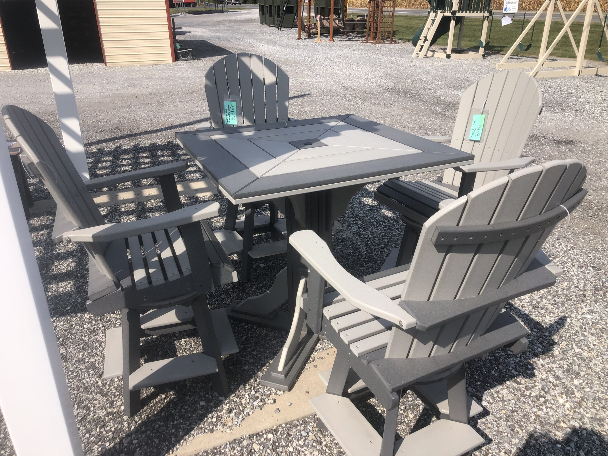40" square Poly pub table with chairs