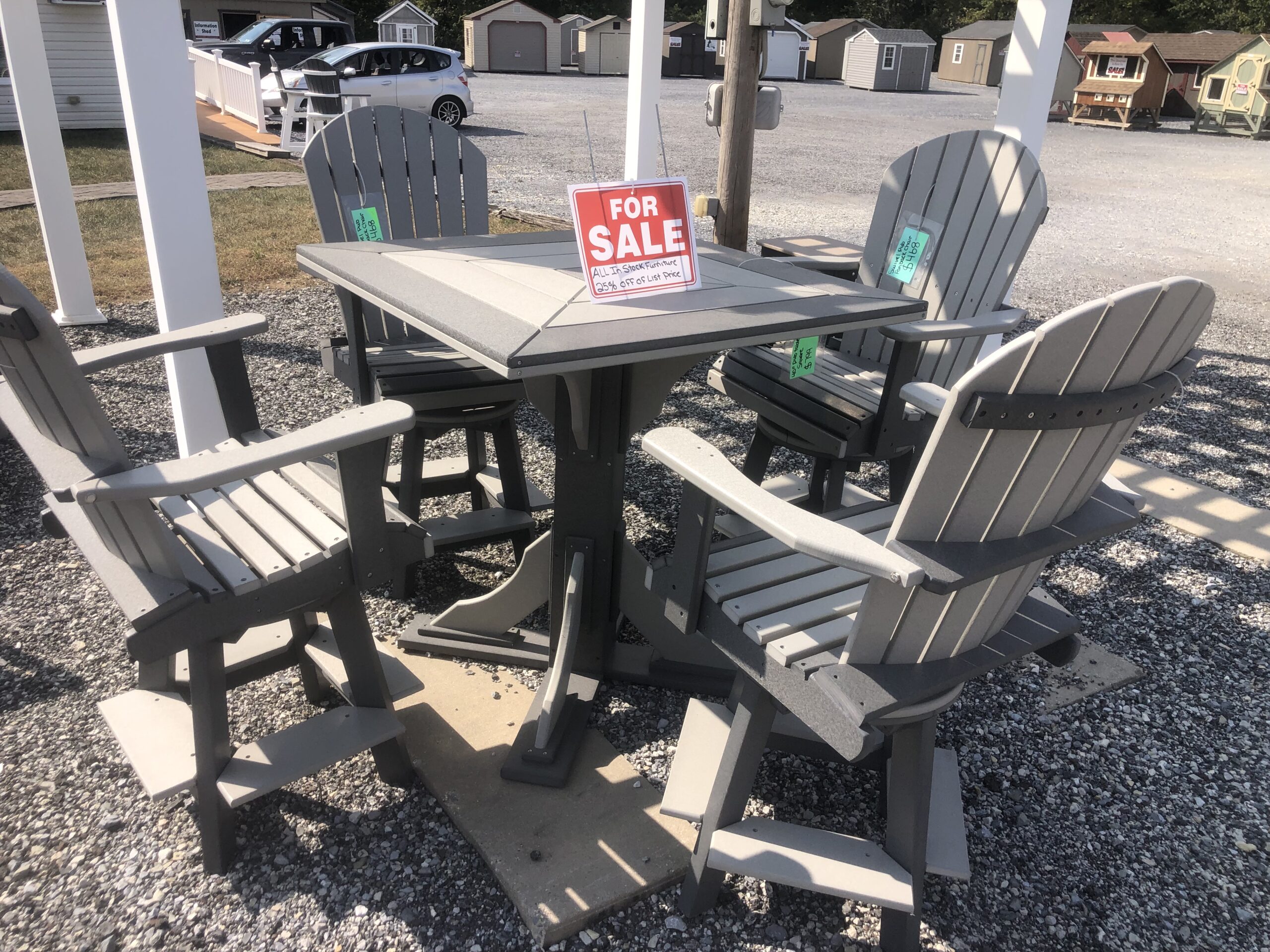 40" square Poly pub table with chairs