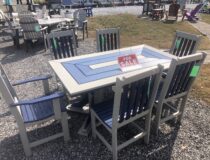 40" x70" Poly dining table and chairs