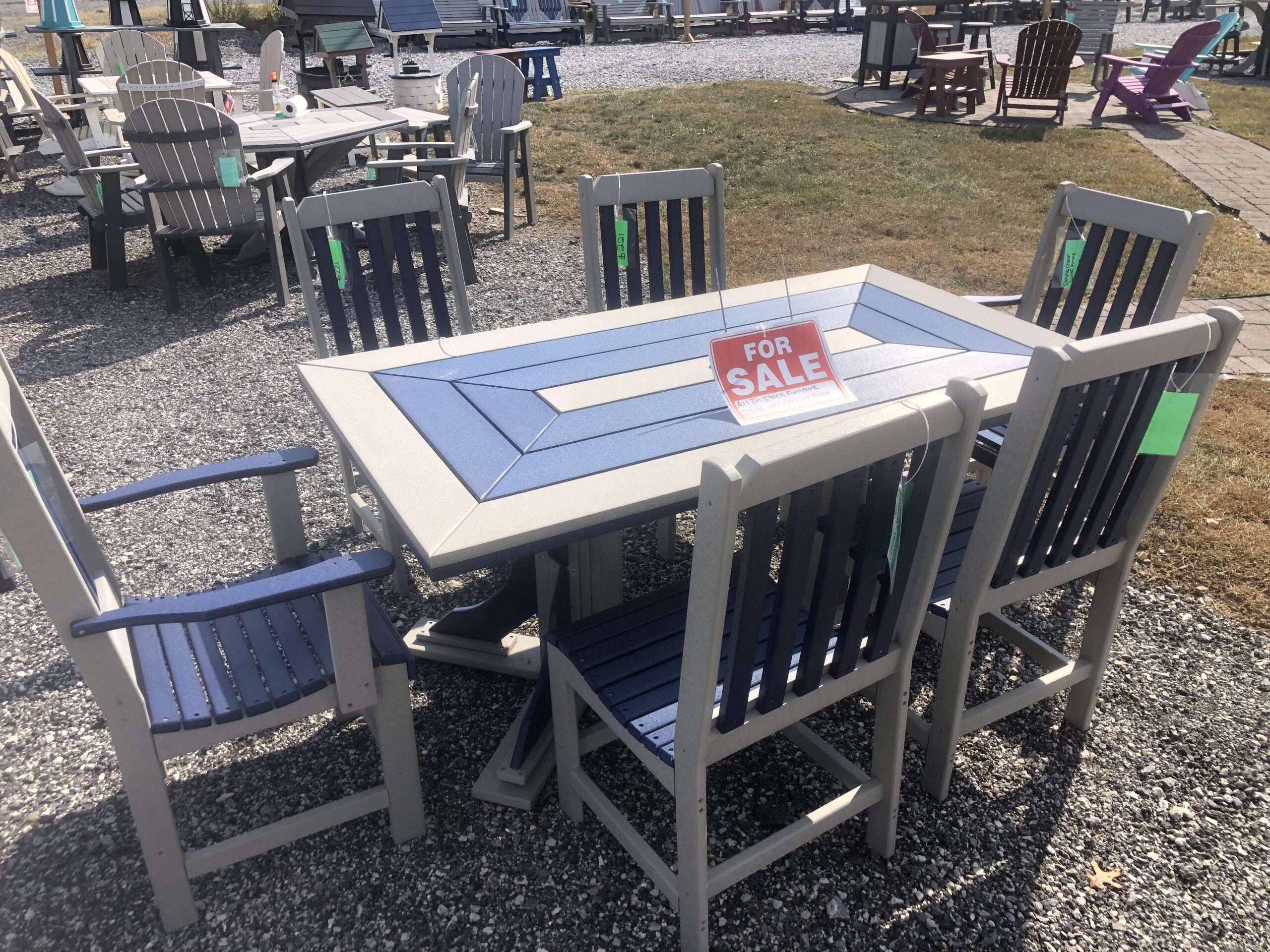 40" x70" Poly dining table and chairs