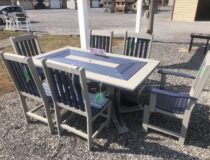 40" x70" Poly dining table and chairs