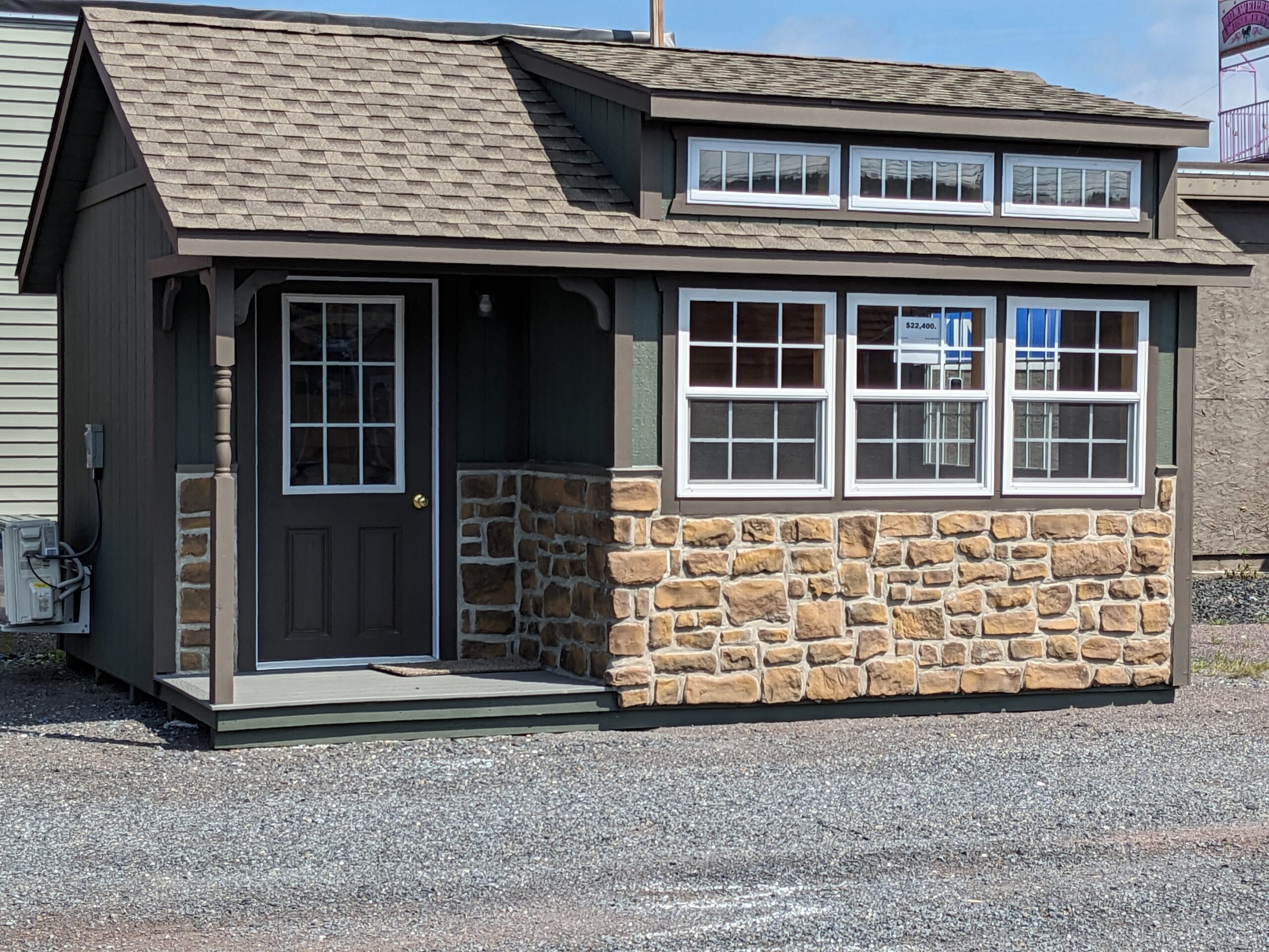12x16 Cape Cod Style Storage Shed with Porch and extra windows