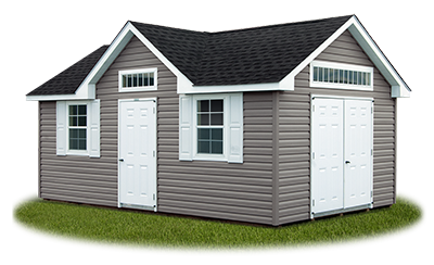 victorian deluxe storage shed with vinyl siding built by Pine Creek Structures