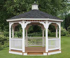 open vinyl single roof octagon gazebo from Pine Creek Structures