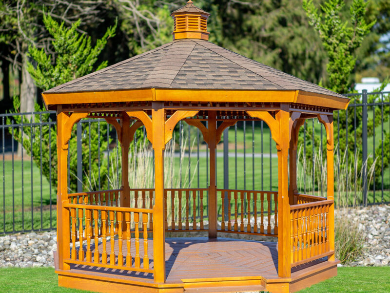open wood single roof octagon gazebo from Pine Creek Structures