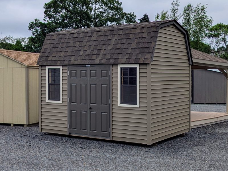 8x12 Dutch with java vinyl siding and bronze trim
