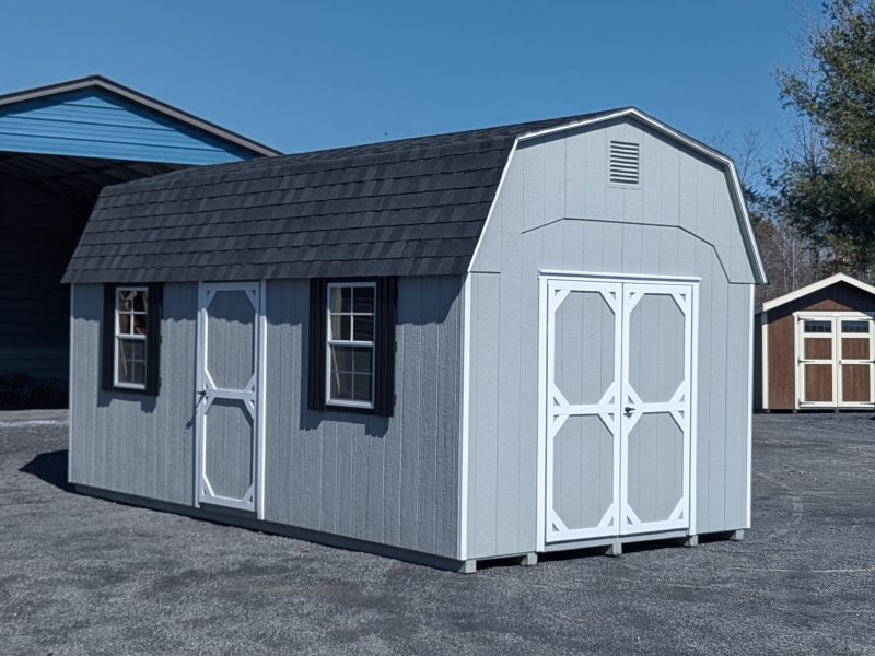 10x20 Dutch Exterior LP SmartSiding in Light Grey with White Trim and Black Asphalt Shingles