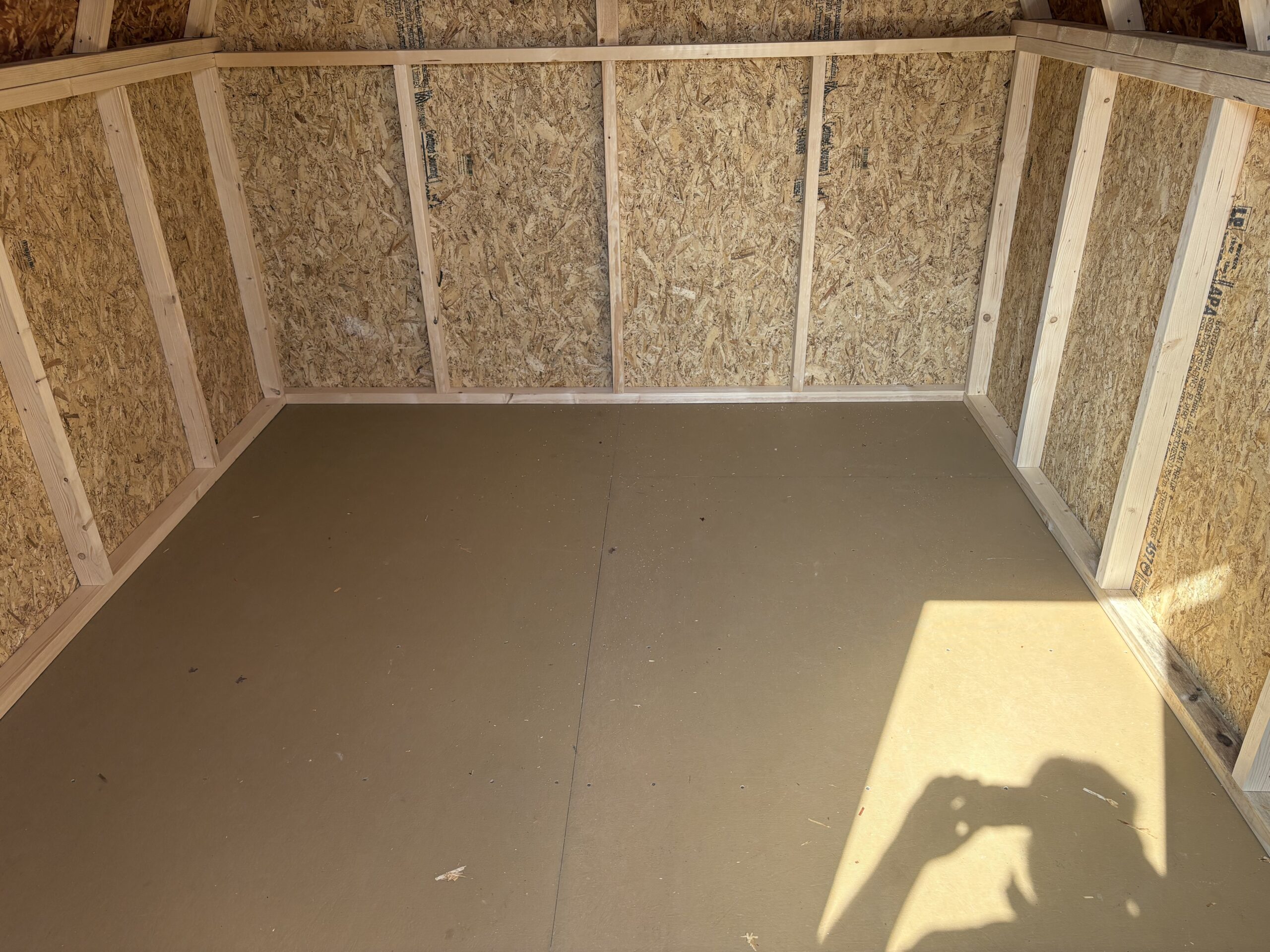 inside of 8x10 mini barn storage shed