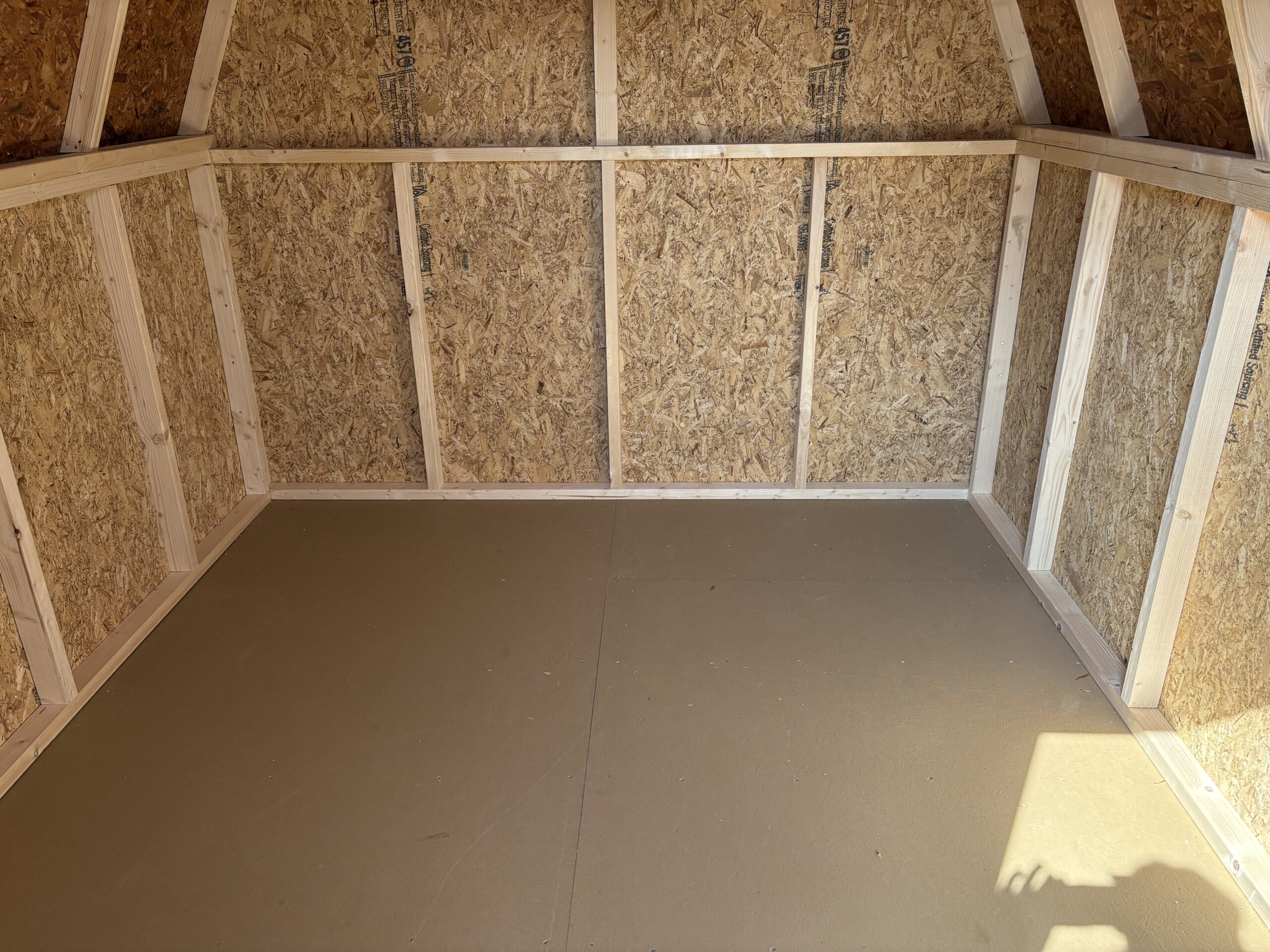 Inside of 8x10 mini barn storage shed