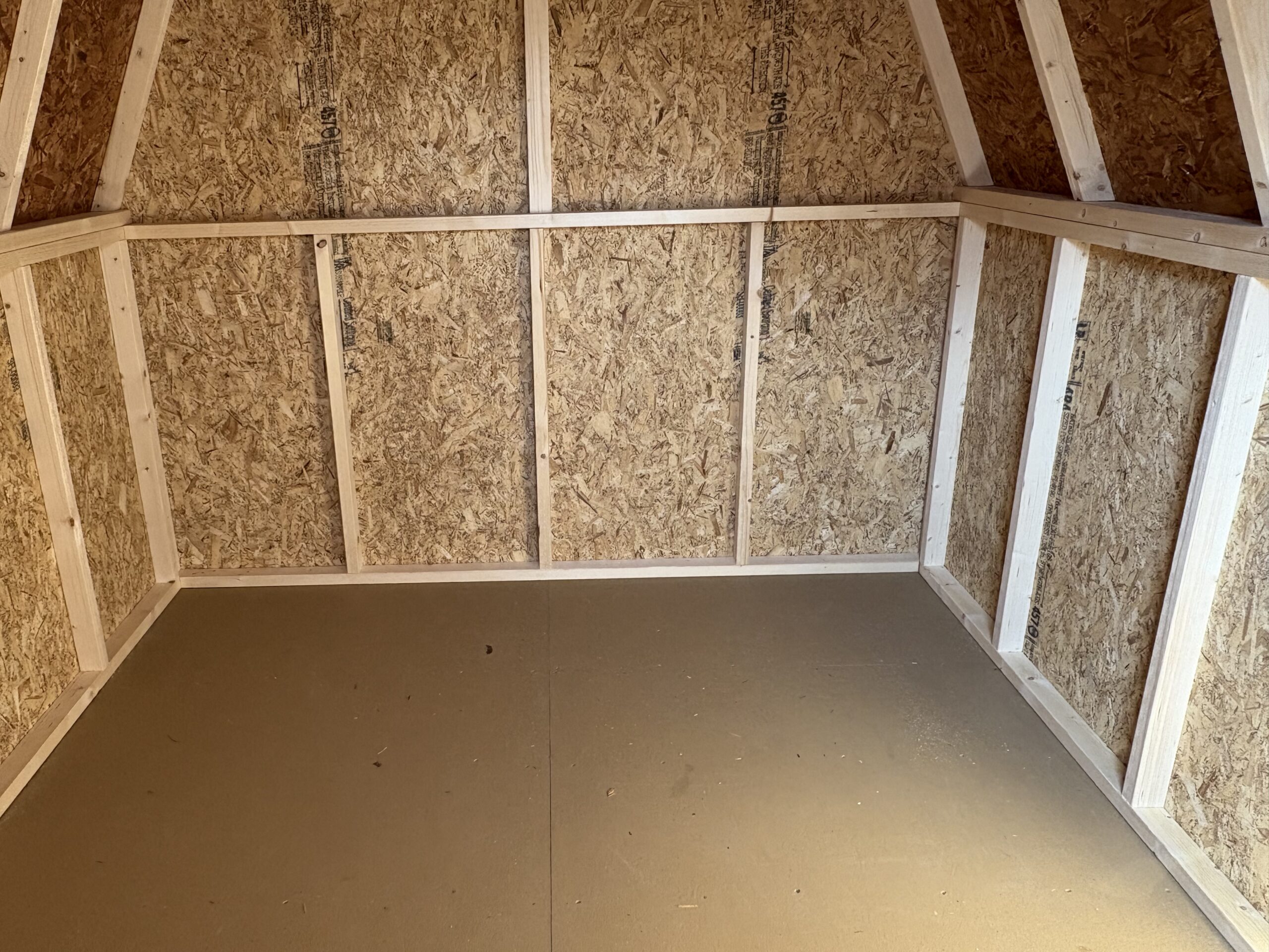 inside of 8x10 mini barn storage shed