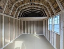 Interior of 10x12 Dutch series shed 2x4 framing at 16" on-center with loft
