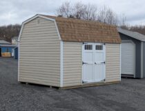 10x14 Madison Series Dutch shed in warm sandalwood vinyl siding