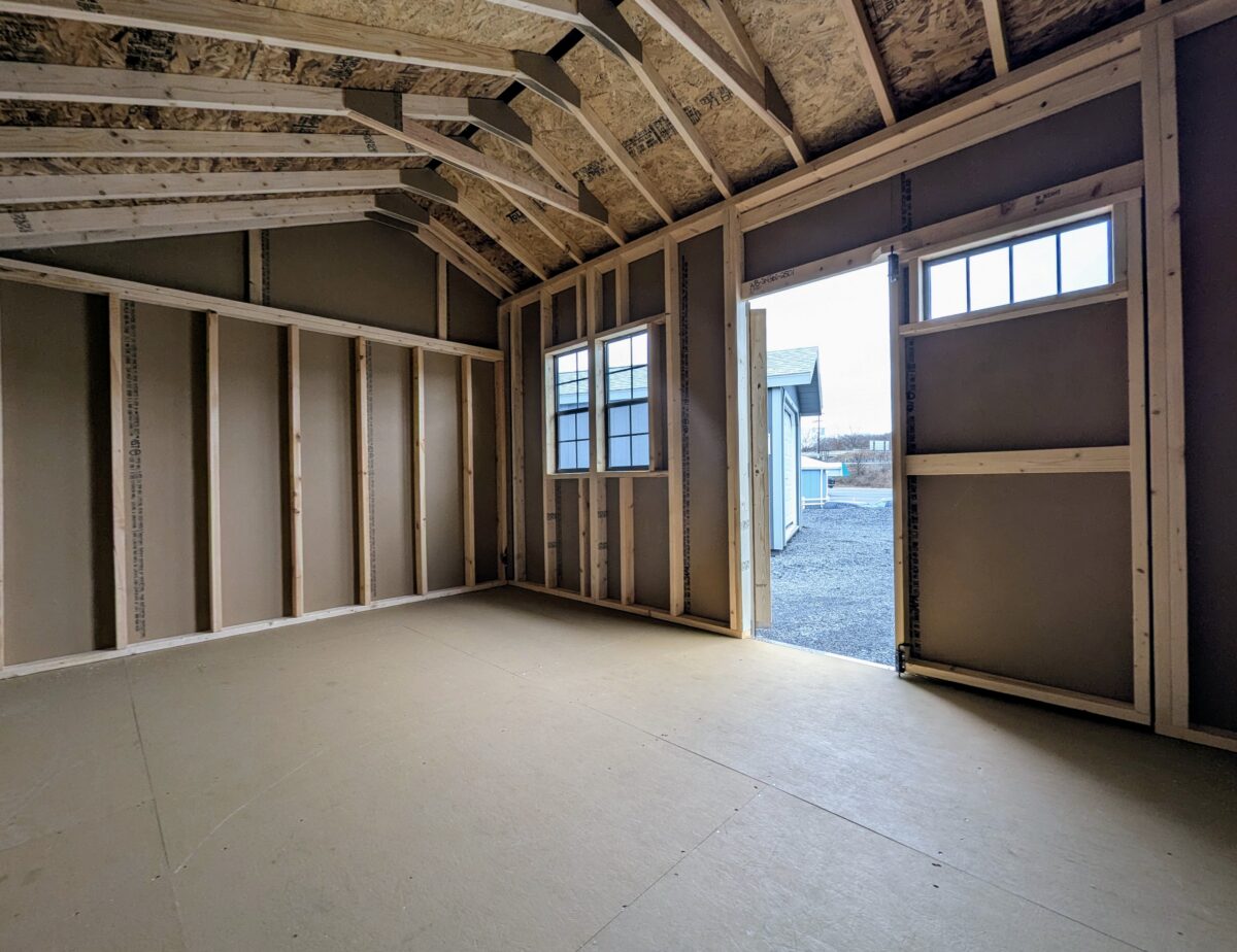10x14 Cottage Series shed interior