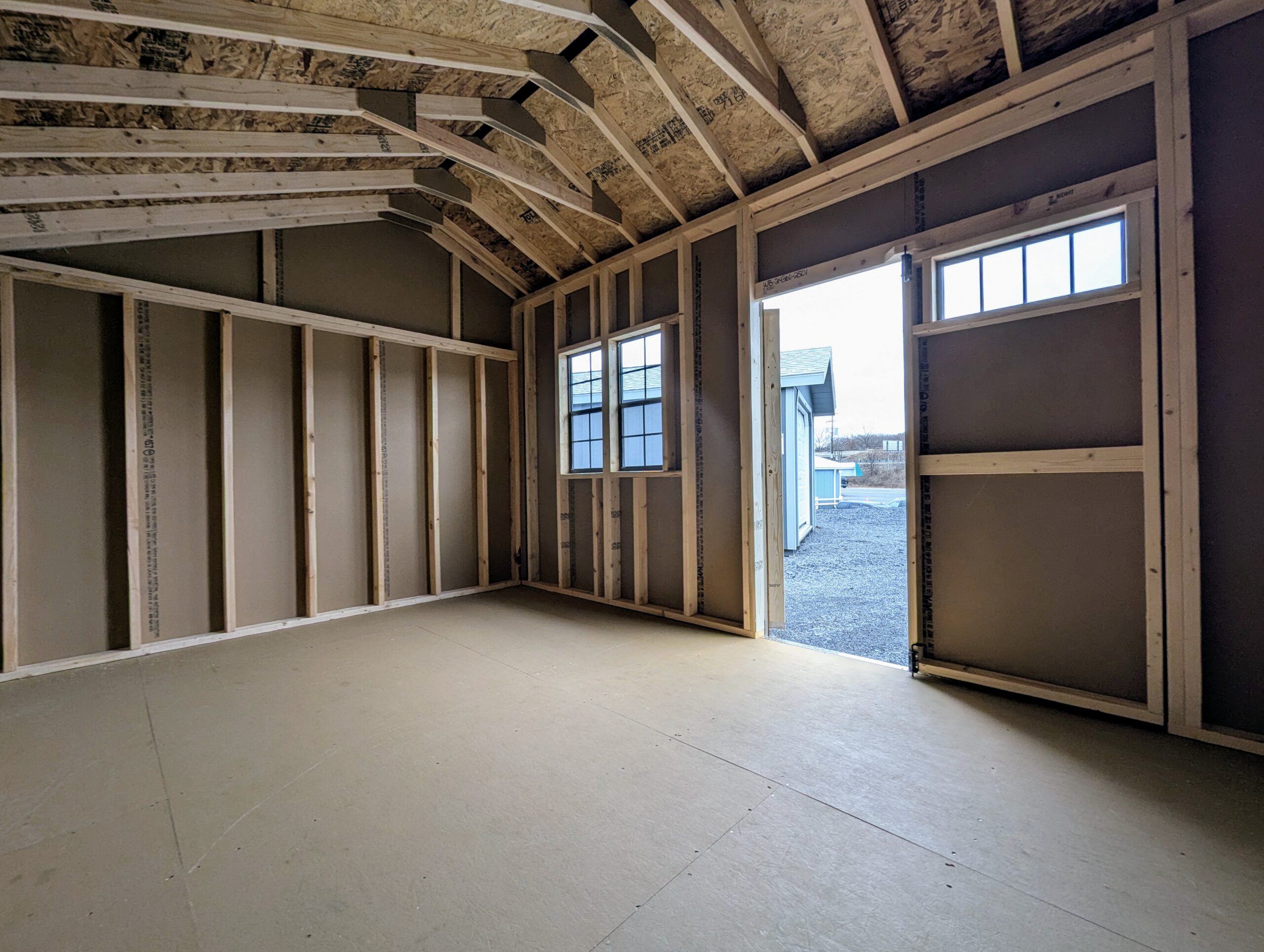 10x14 Cottage Series shed interior