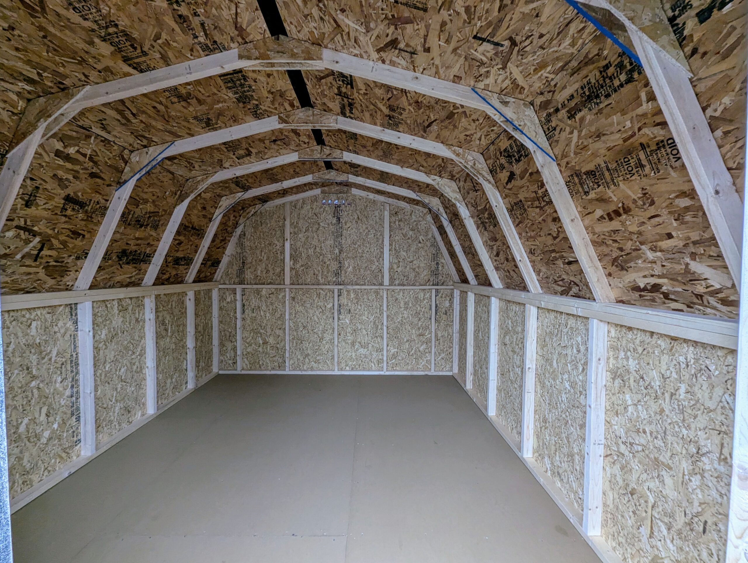Interior of a 10x12 Madison Series Mini Barn shed